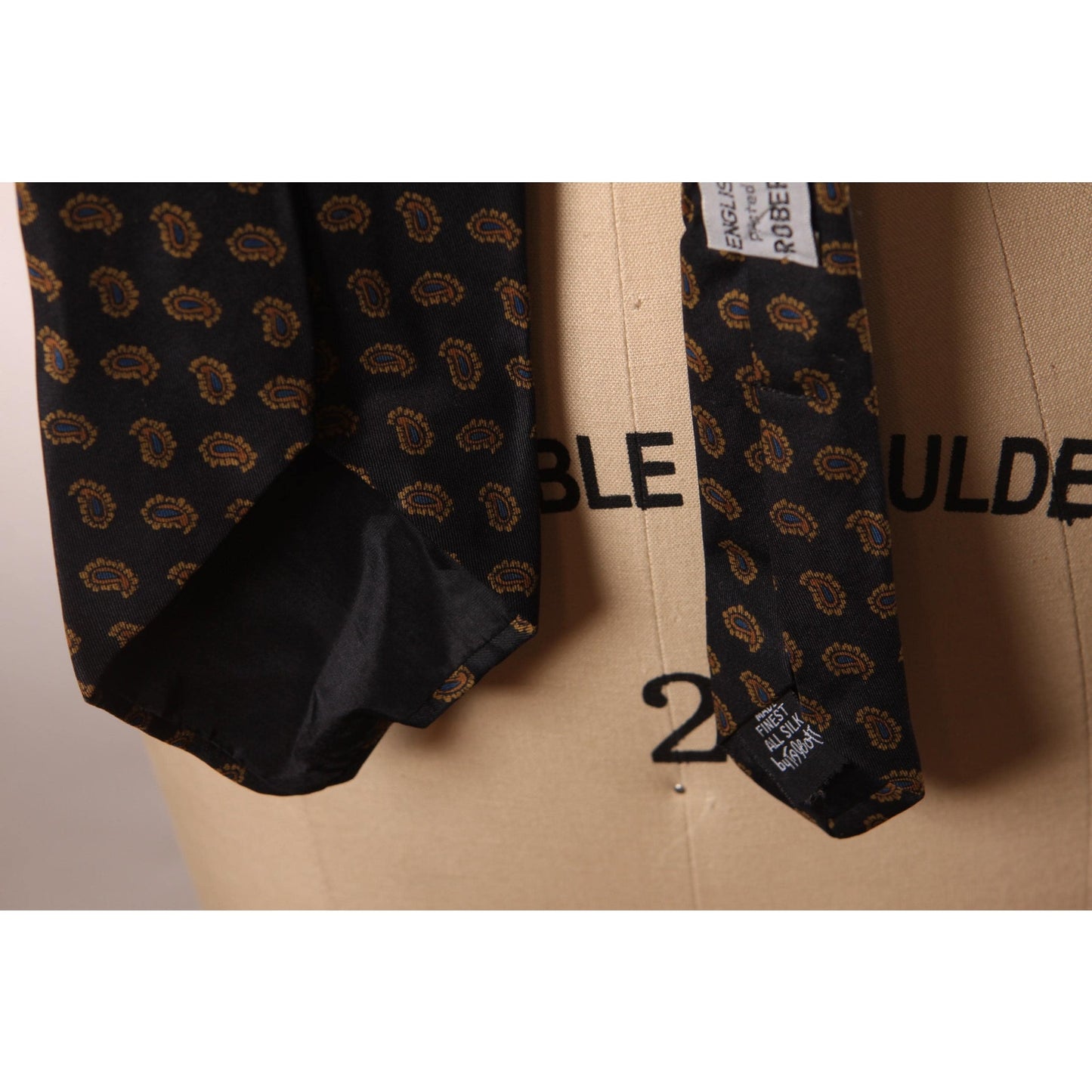 1970s Black and Brown Paisley Wide Necktie Tie by Albert LTD for Robert Talbott