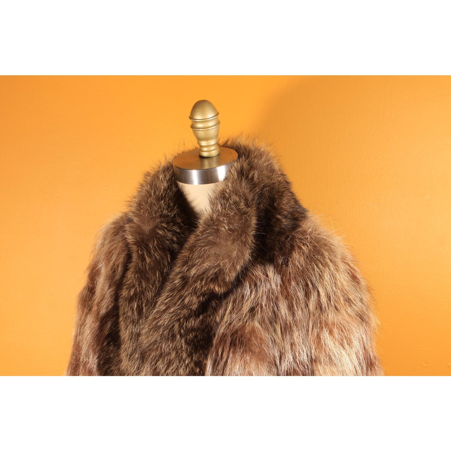 1950s Brown and Gray Long Sleeve Raccoon Fur Coat by Polar Crown Furs by McDaniel's -L