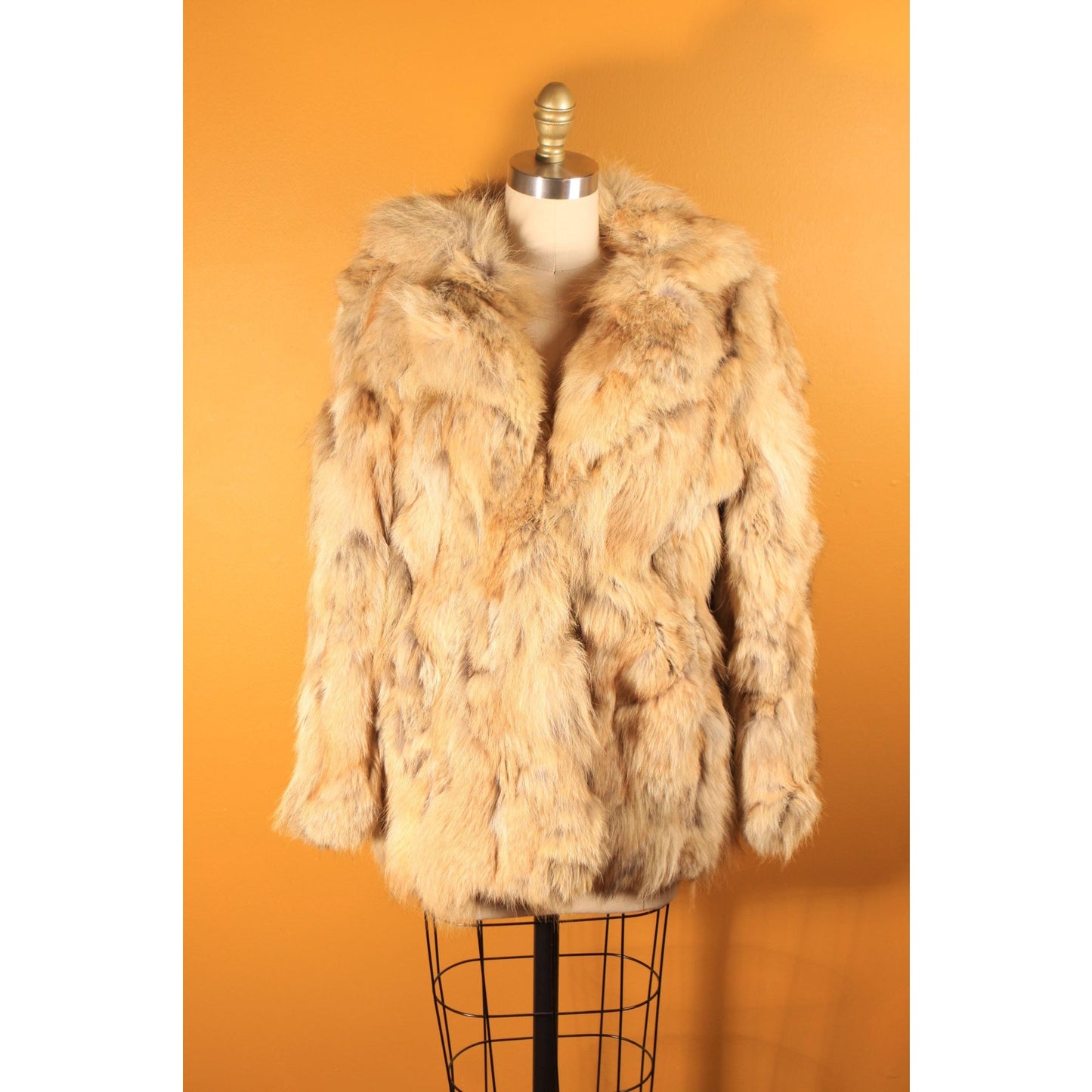 1970s Brown and Tan Patchwork Coyote Fur Coat by Furrocious -M