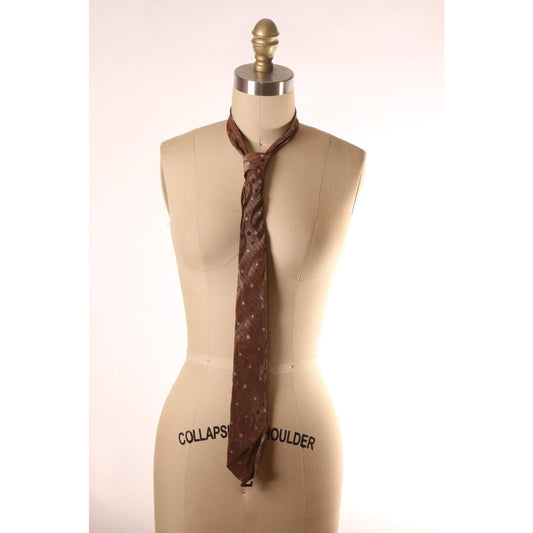 1980s Brown Tan Abstract Swirl Necktie Tie
