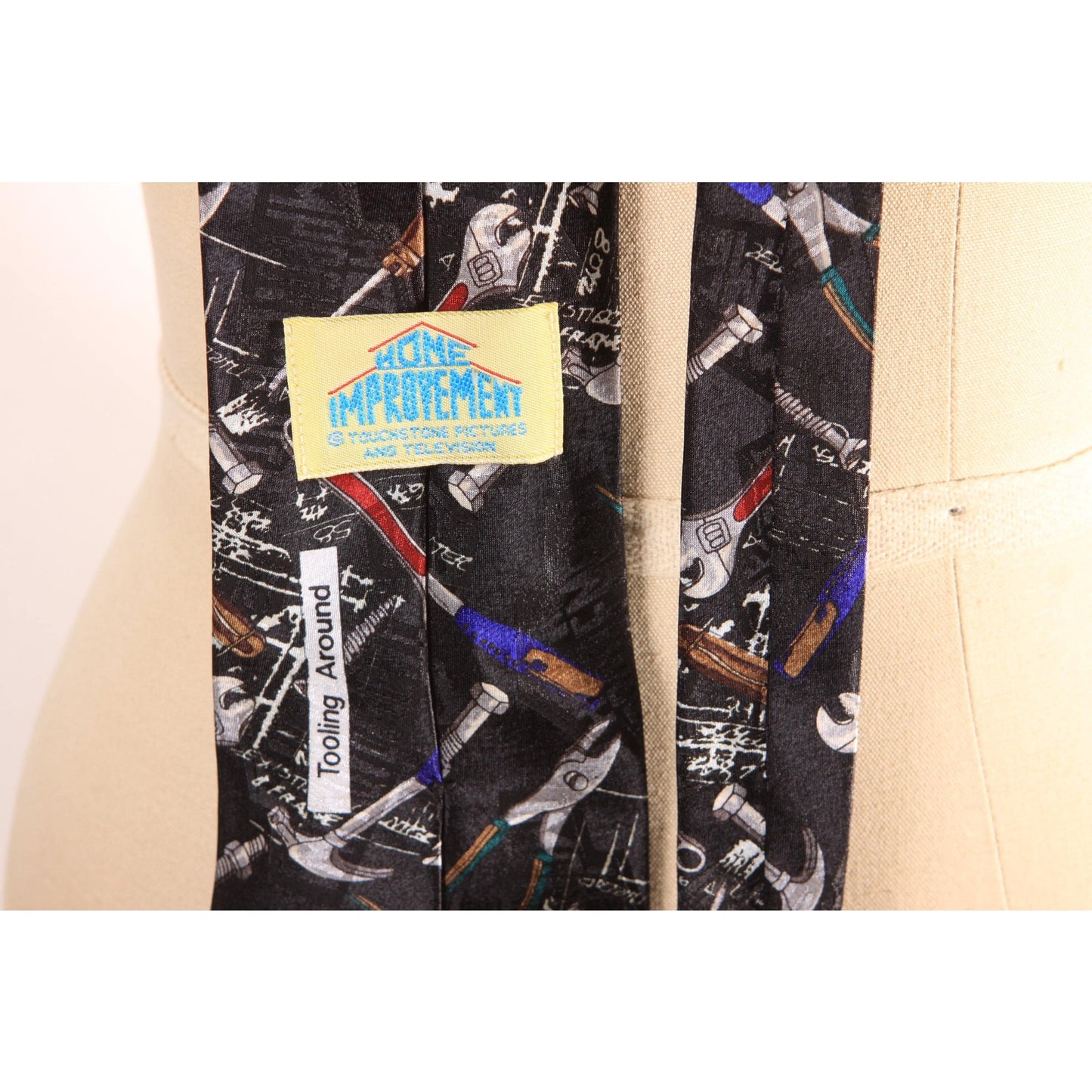 1990s Black, Gray, Red and Blue Novelty Tools Home Improvement Necktie Tie by Home Improvement
