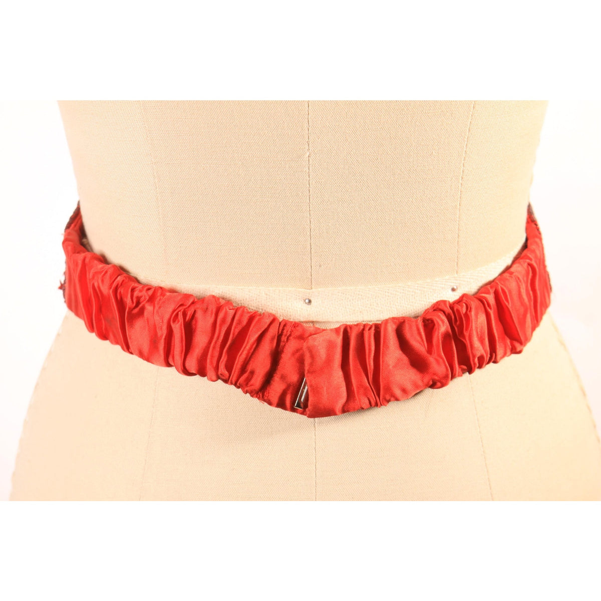 1980s Red Sequin and Beaded Cummerbund Belt
