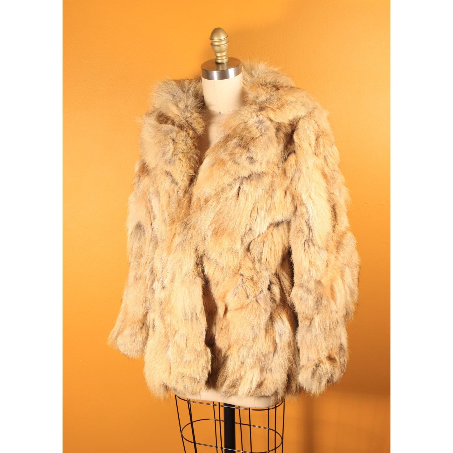 1970s Brown and Tan Patchwork Coyote Fur Coat by Furrocious -M