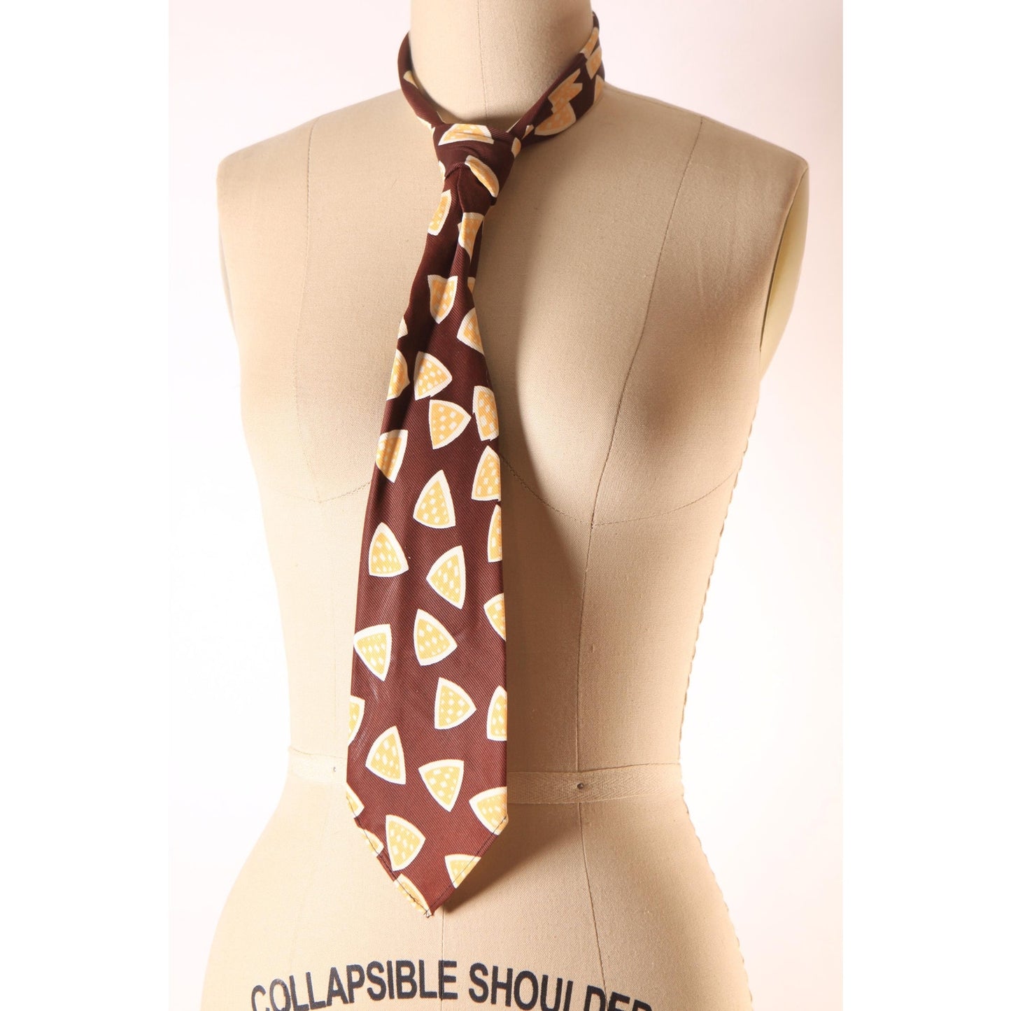 1950s Brown, Yellow and Cream Novelty Geometric Wide Necktie Tie by Wilson Brothers Duratwill