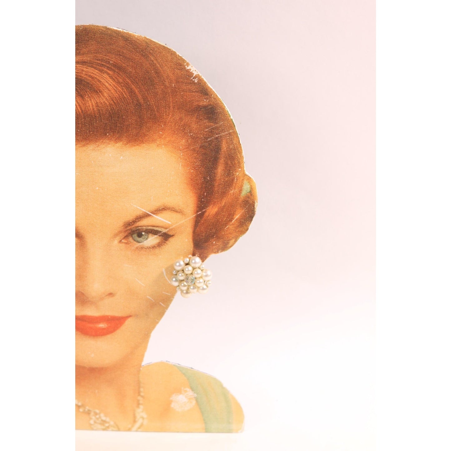 1950s 1960s White Beaded and Clear Cluster Clip On Earrings