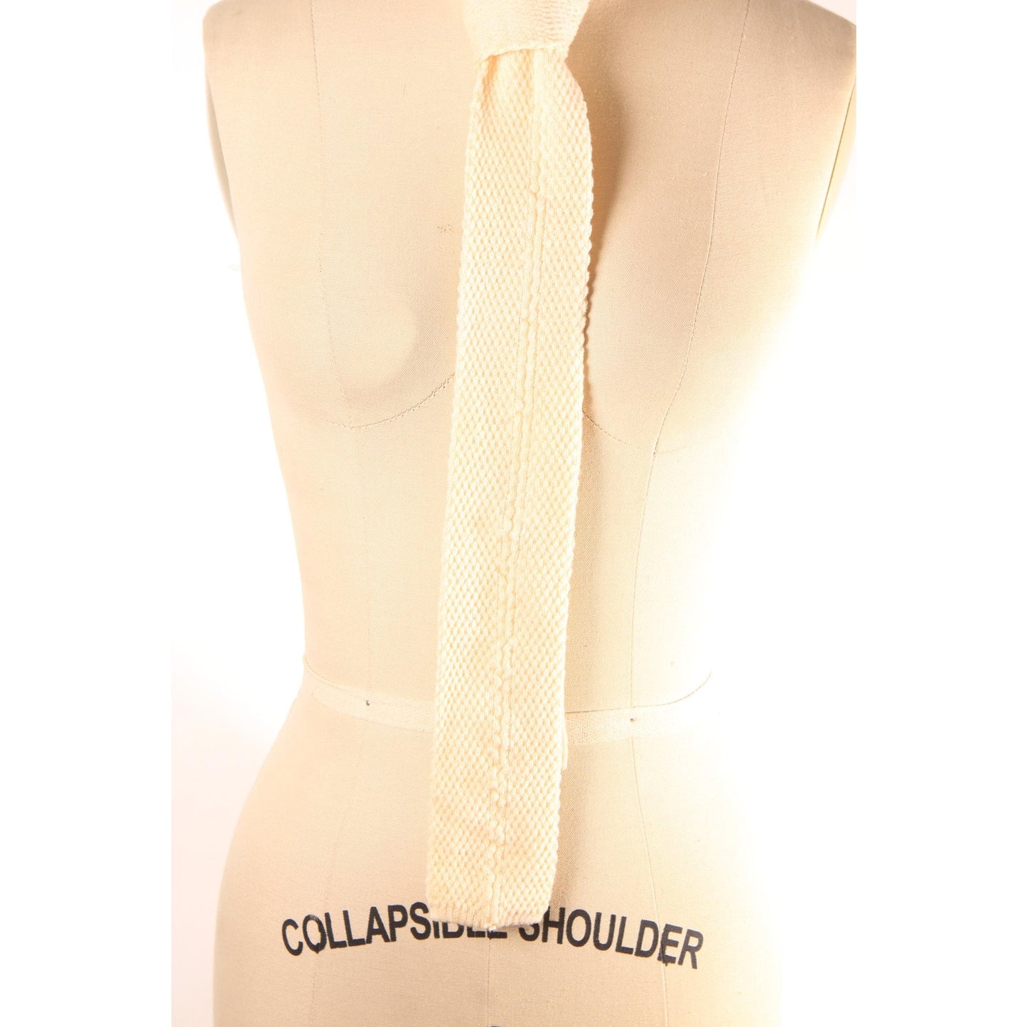 1980s Cream Sweater Style Square End Necktie Tie by G. Galvani