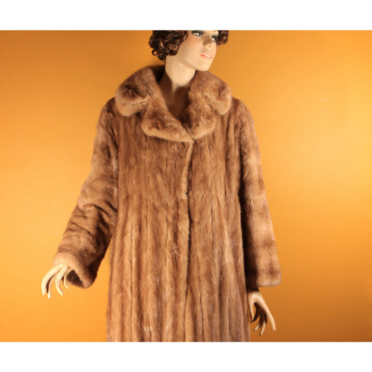 1950s Honey Brown Long Sleeve Mink Fur Coat by Paul Klink Furs -L