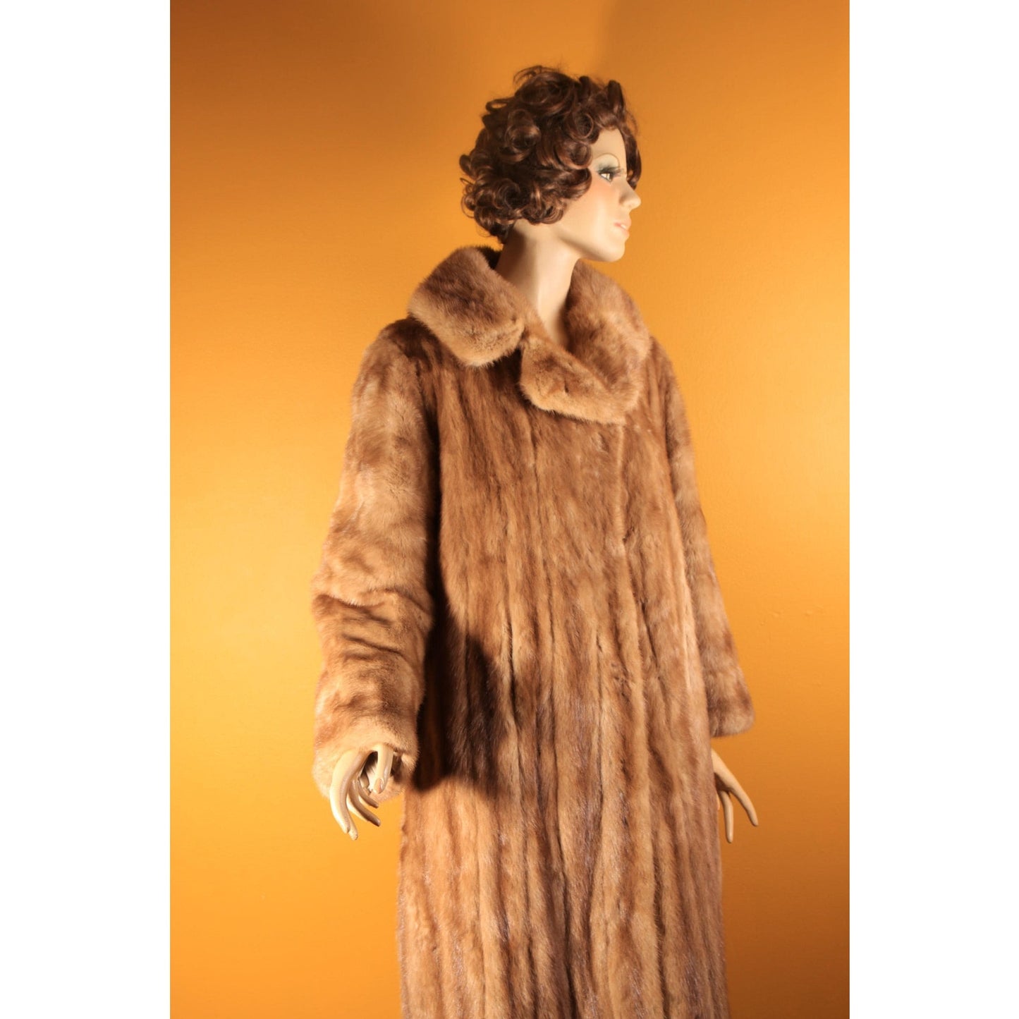 1950s Honey Brown Long Sleeve Mink Fur Coat by Paul Klink Furs -L