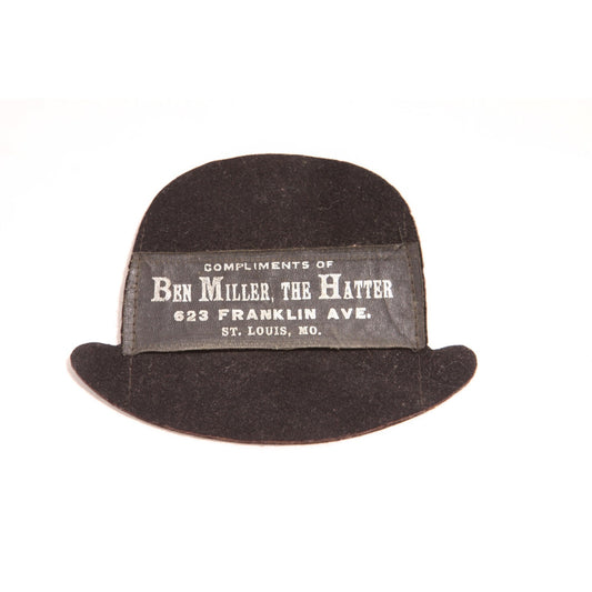 1920s 1930s Black Bowler Hat Ben Miller The Hatter Hat St Louis MO Advertisement