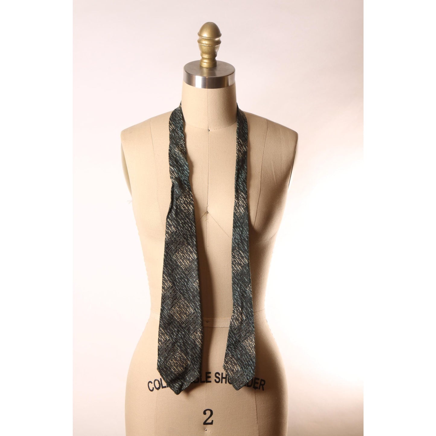 1950s Gray, Blue and White Plaid Print Necktie Tie by Nobility