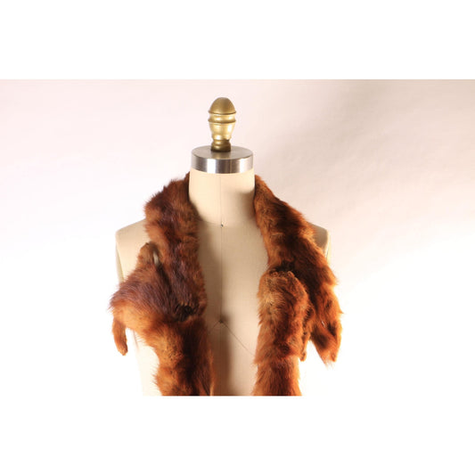 1950s Reddish Brown Mink Fur Three Piece Fur Wrap Shawl