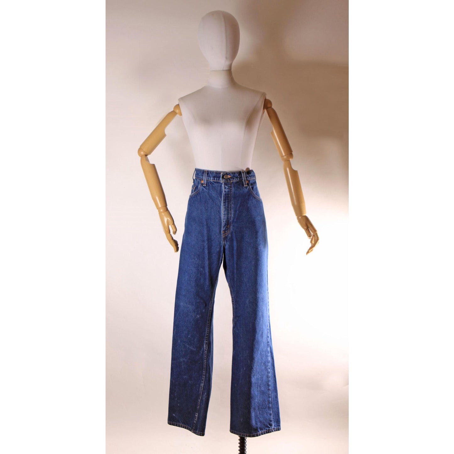 1990s Blue Denim Red Tab 517 Boot Cut Mens Jeans by Levi's- 38x31