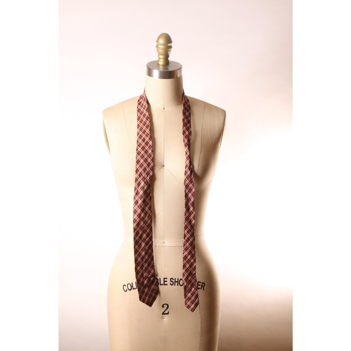 1950s Red, Yellow and Black Plaid Necktie Tie