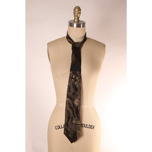 1980s Tan and Gray Abstract Swirl Necktie Tie by Angelo Stauffacher Firenze