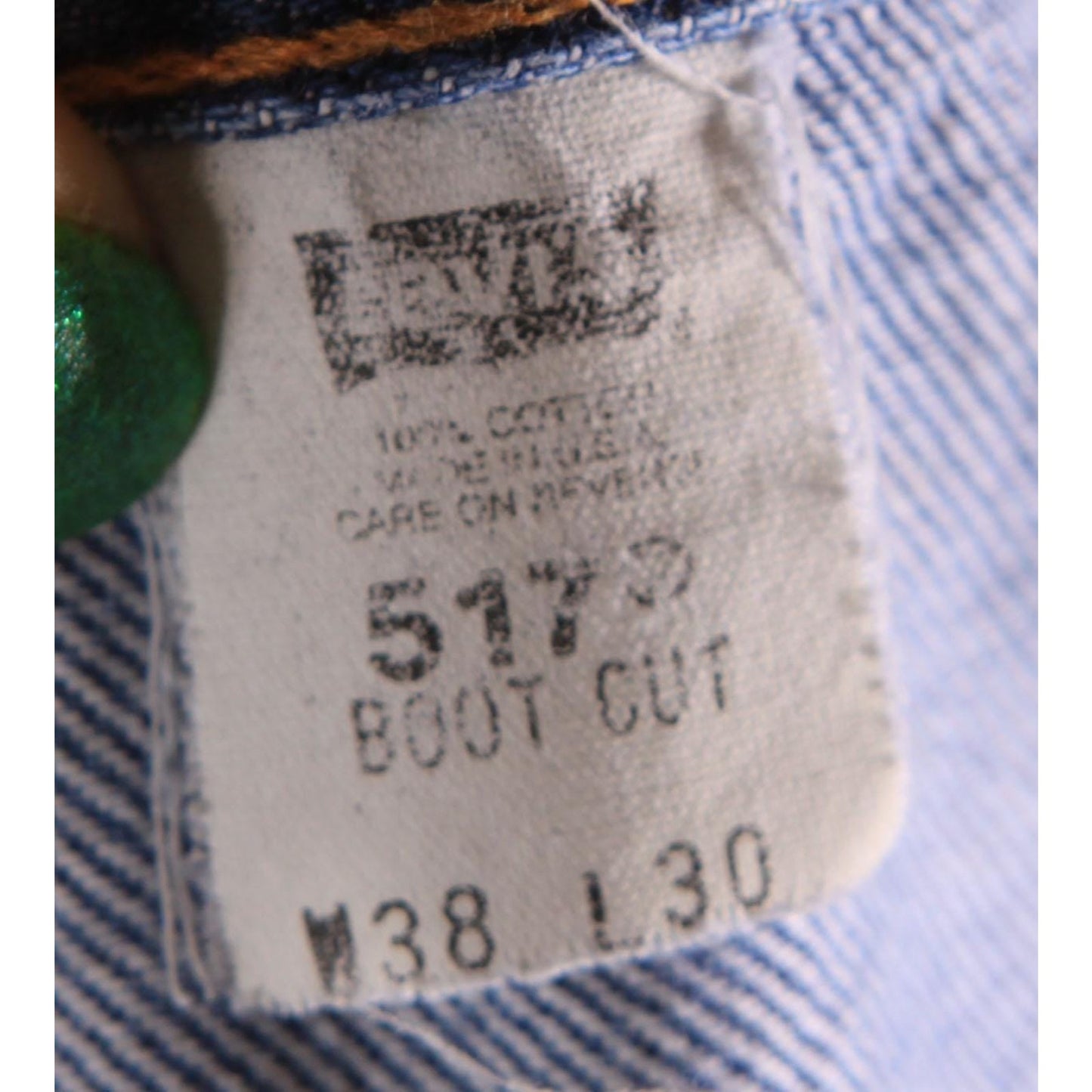 1990s Blue Denim Red Tab 517 Boot Cut Mens Jeans by Levi's- 38x30