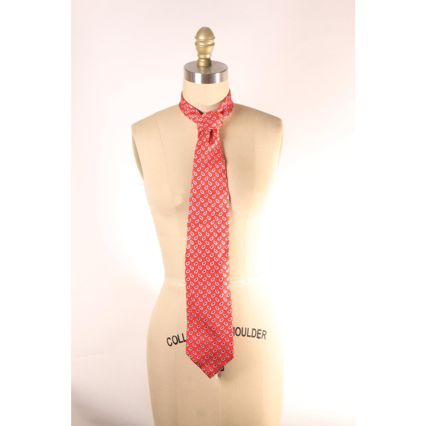 1990s Red, White and Blue Paisley Necktie Tie by Rooster