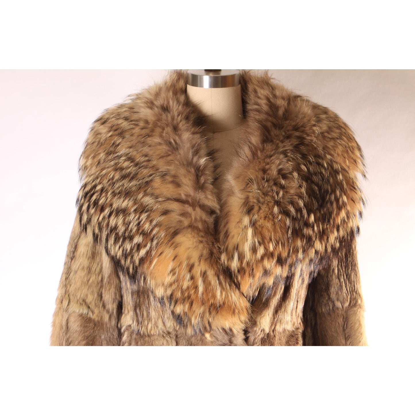 1970s Raccoon Fur Long Sleeve Quilted Lining Princess Coat