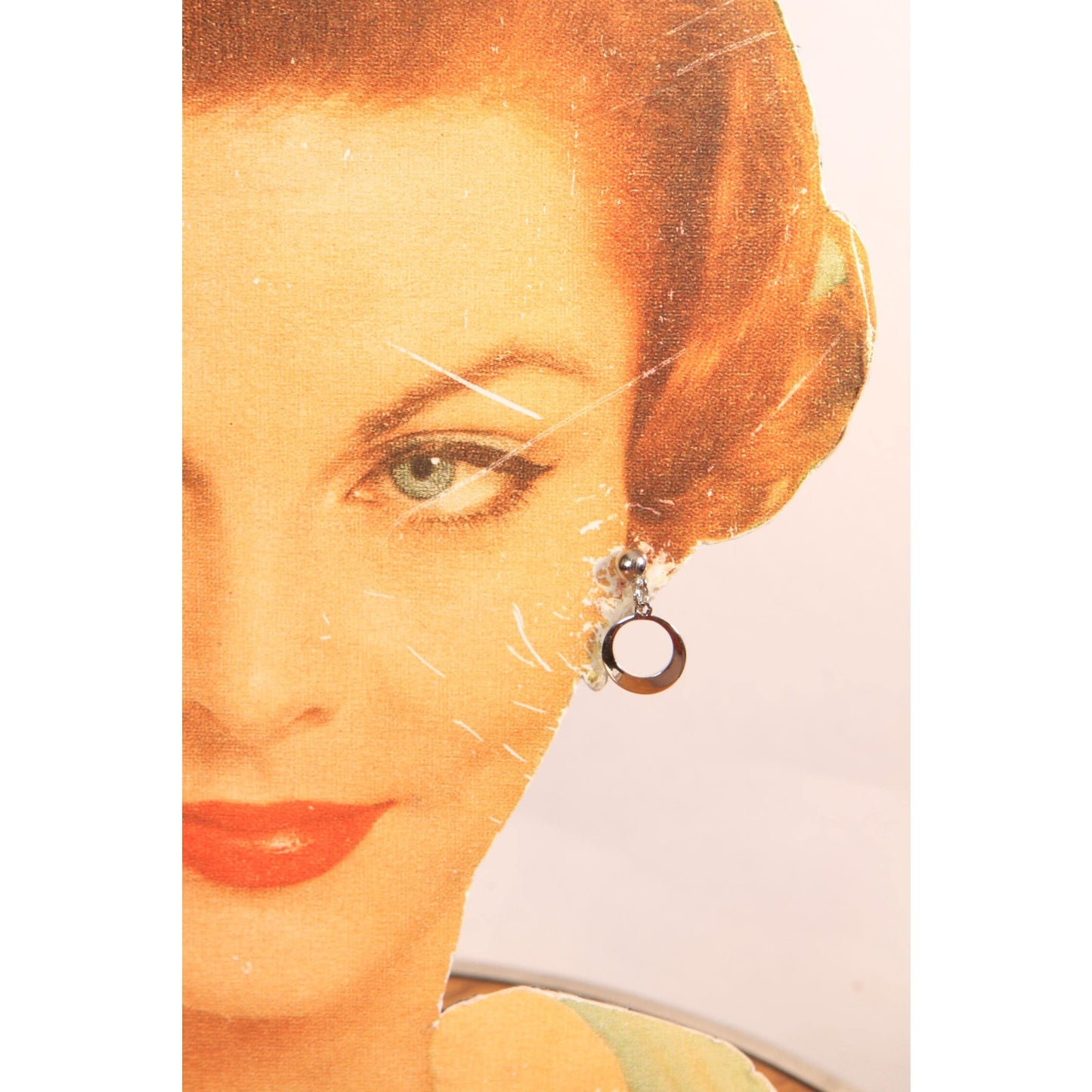 1950s Silver Tone Metal Hoop Clip On Earrings