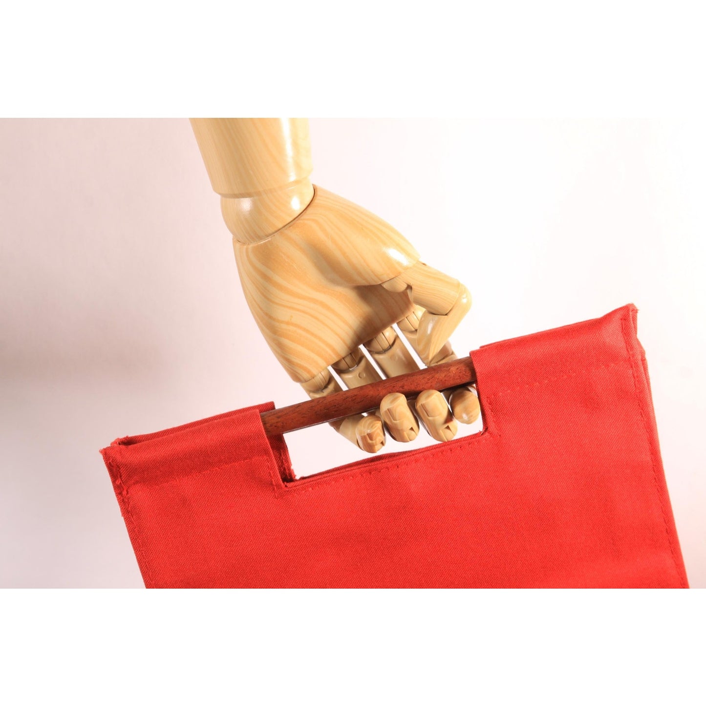 Deadstock 1970s 1980s Red and White Novelty Tupperware Advertisement Wood Top Handle Bag Purse