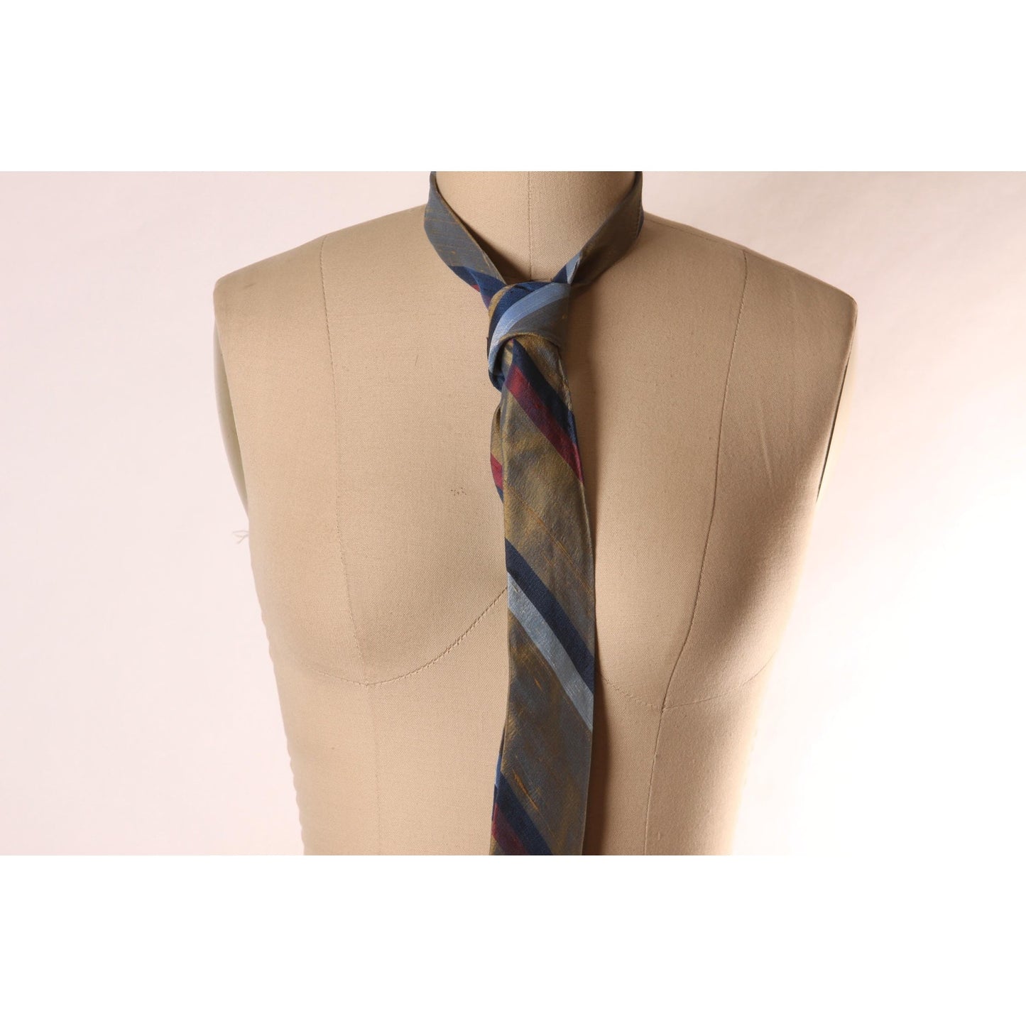 1950s Bronze, Blue and Red Striped Necktie Tie by Baxter & Henning