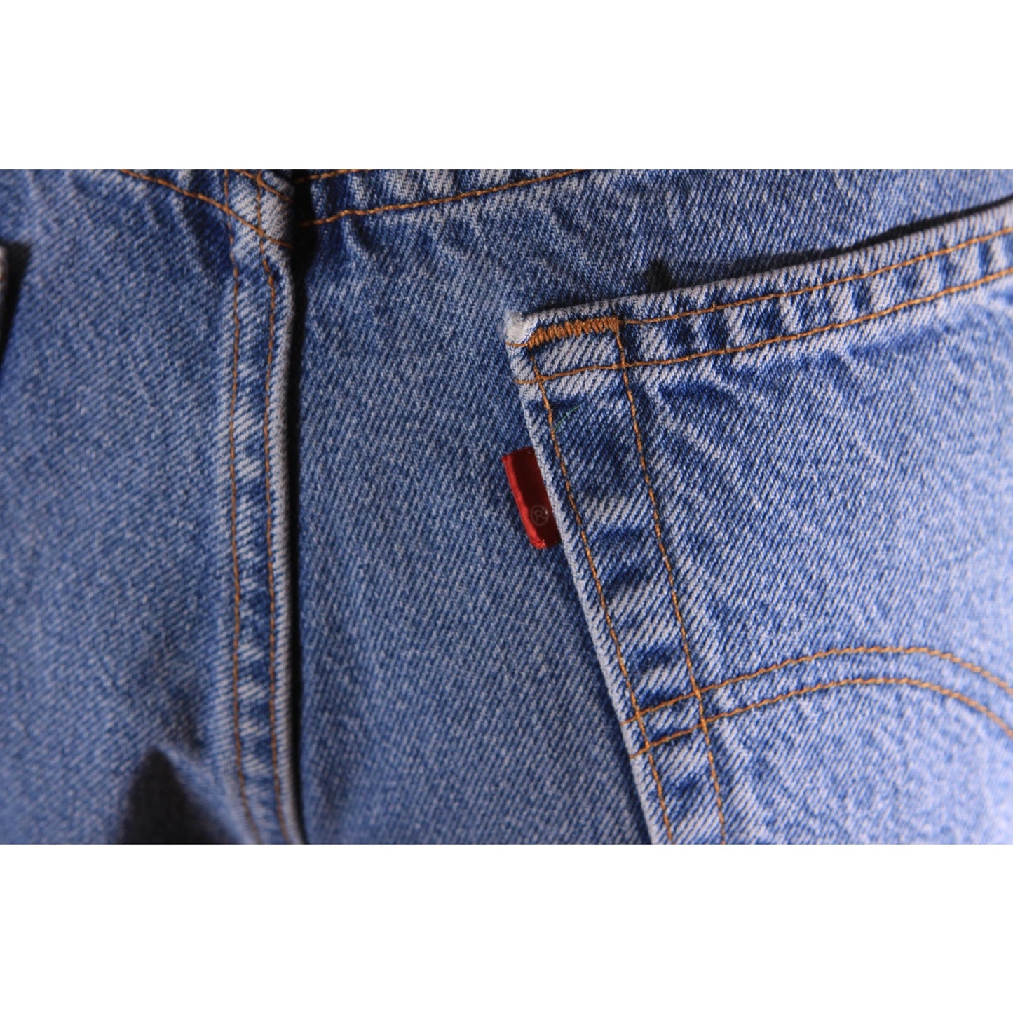 1990s Blue Denim Blank Red Tab 517 Boot Cut Mens Jeans by Levi's- 38x30