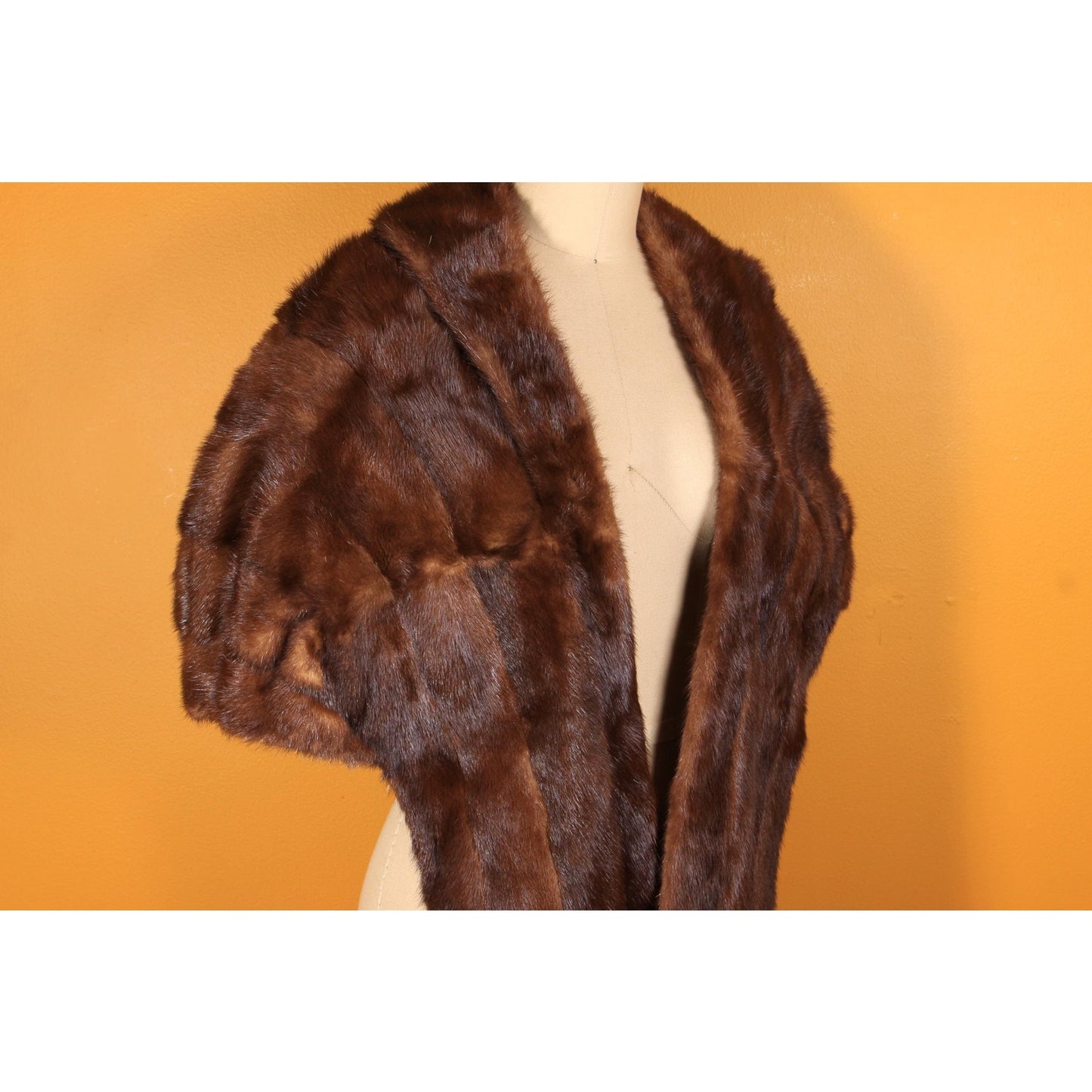 1950s Dark Brown Mink Fur Wrap Shawl