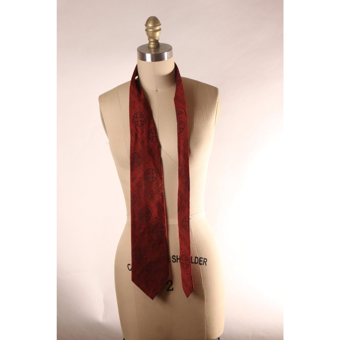 1970s Red and Black Swirl Pattern Wide Necktie Tie by John Blair
