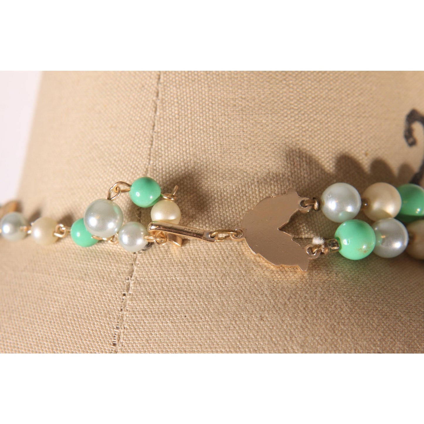 1970s Mint Blue and Cream Beaded Double Strand Necklace by Japan