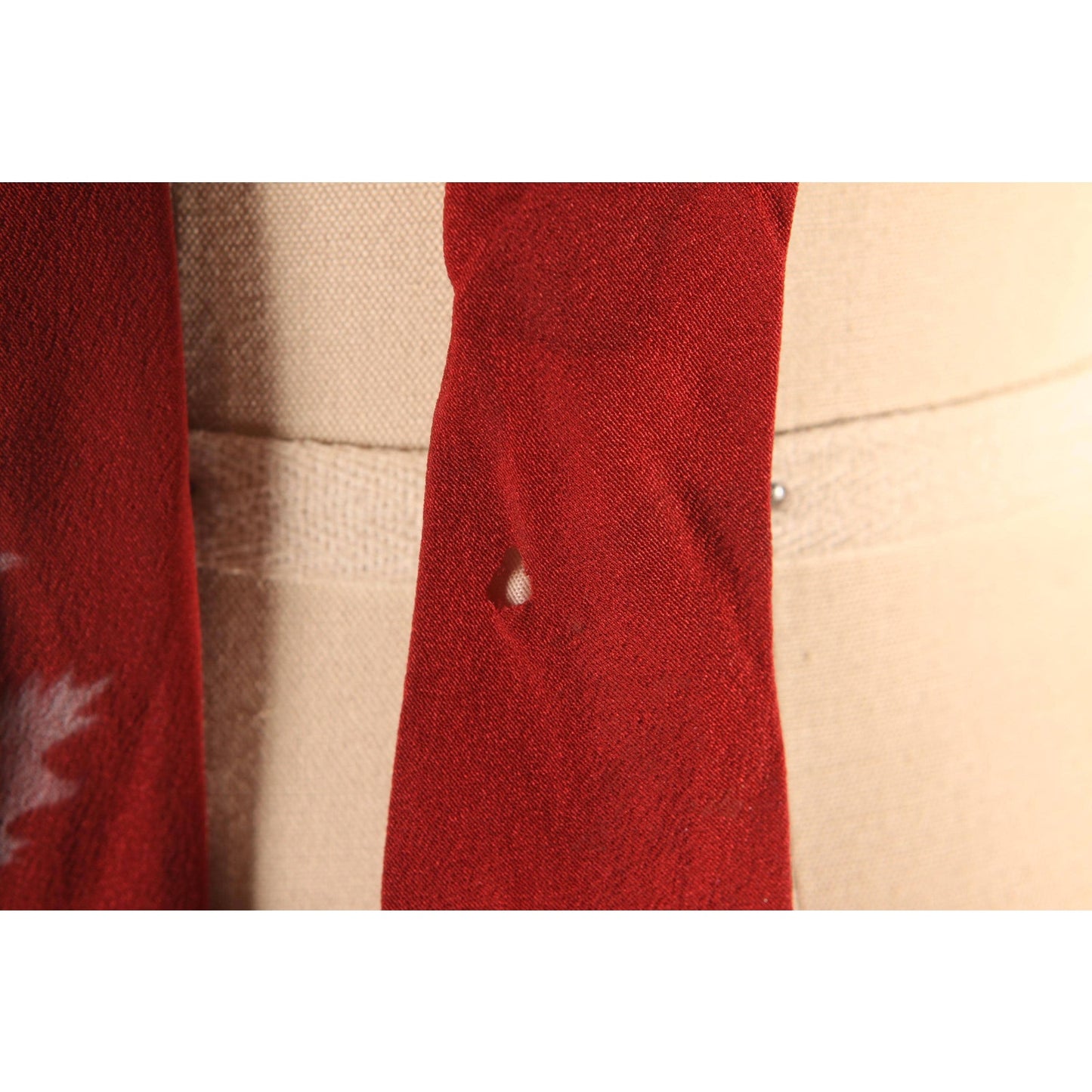 1950s Red, Tan and Gray Hand Painted Leaf Leaves Necktie Tie by Embassy