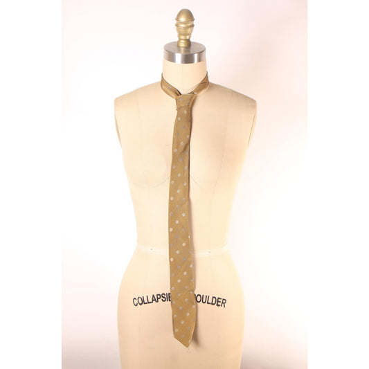 1980s Tan Geometric Print Necktie Tie by B.R. Baker Co