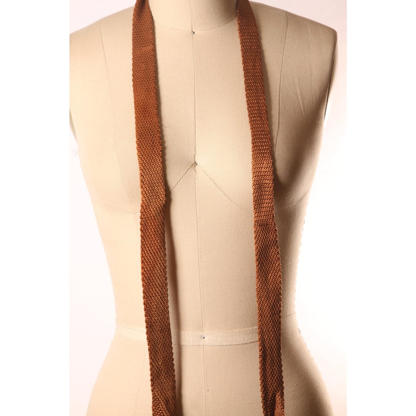 1970s Brown Knit Square End Necktie Tie