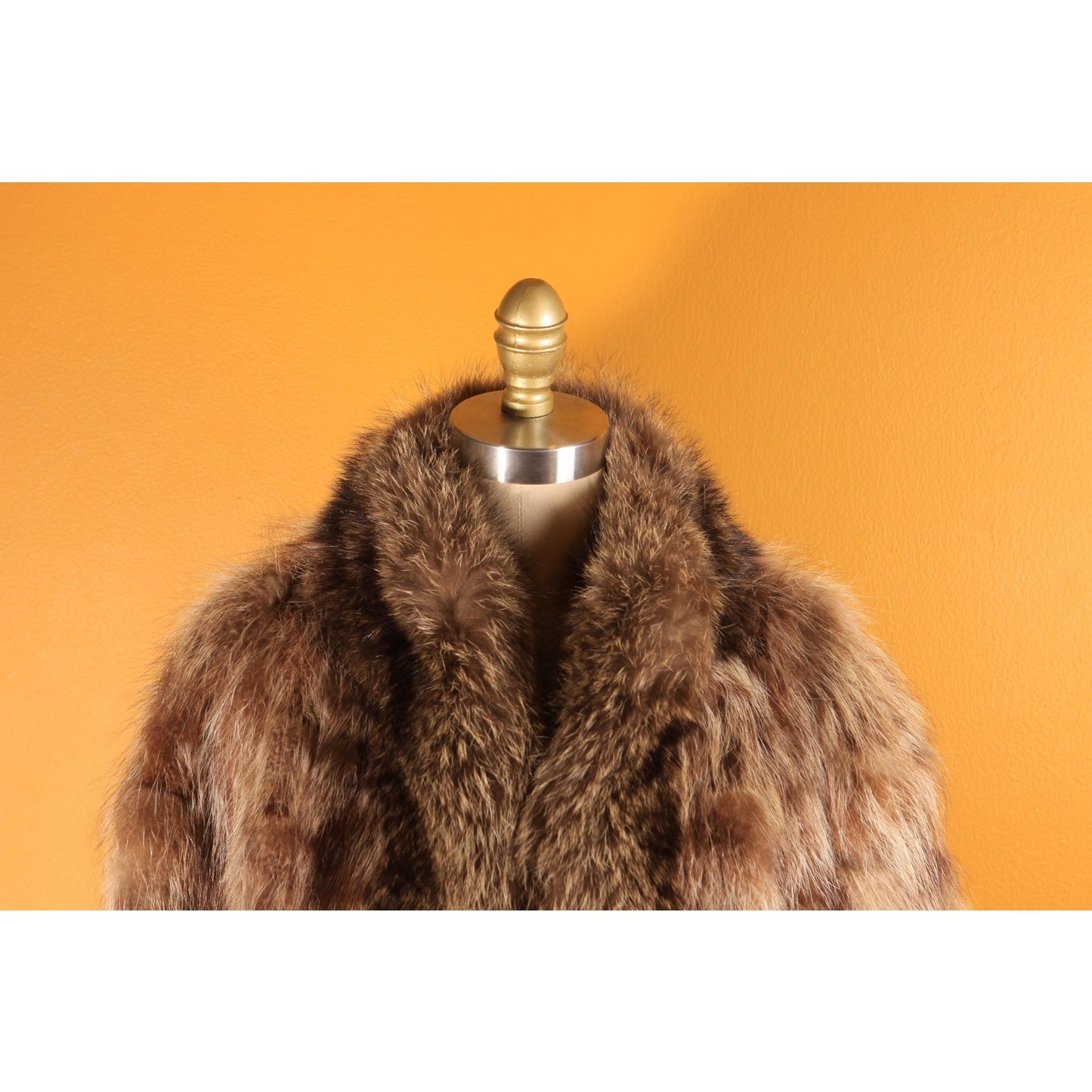 1950s Brown and Gray Long Sleeve Raccoon Fur Coat by Polar Crown Furs by McDaniel's -L