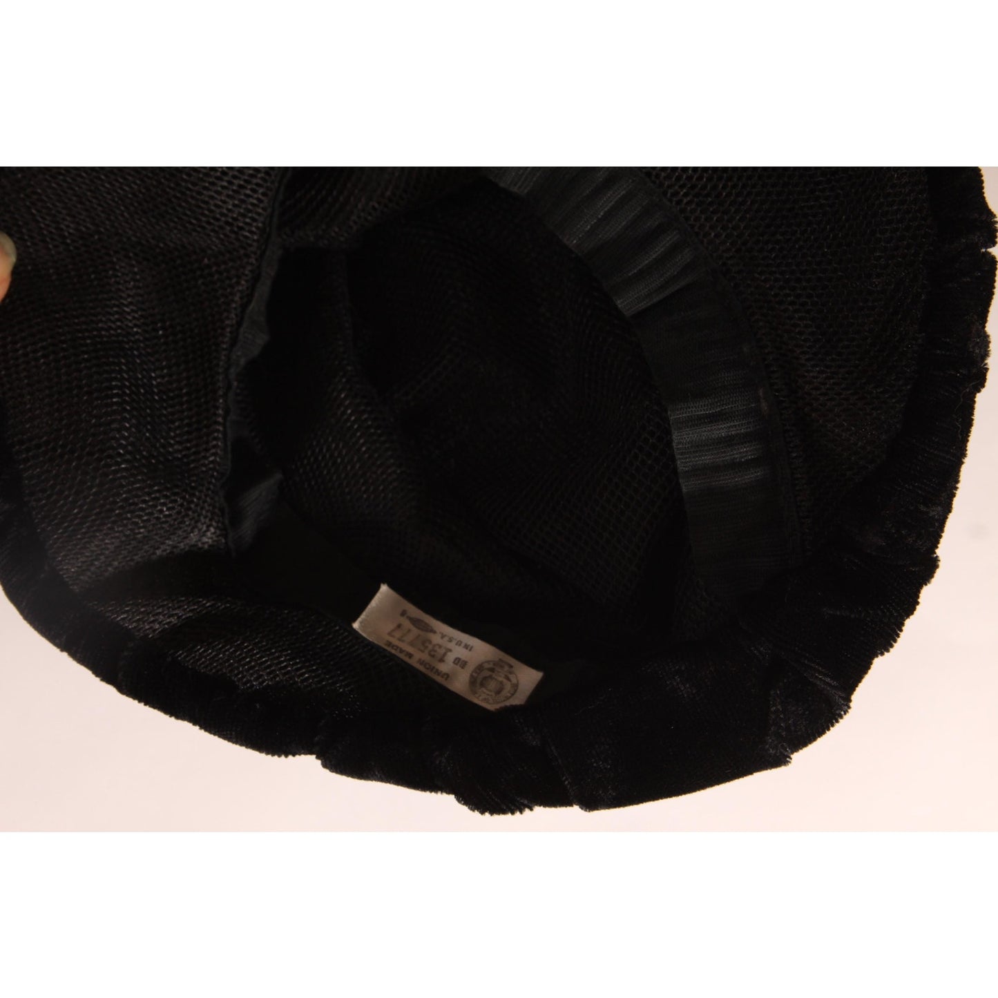 1960s Black Velvet Rhinestone Detail Formal Mushroom Hat