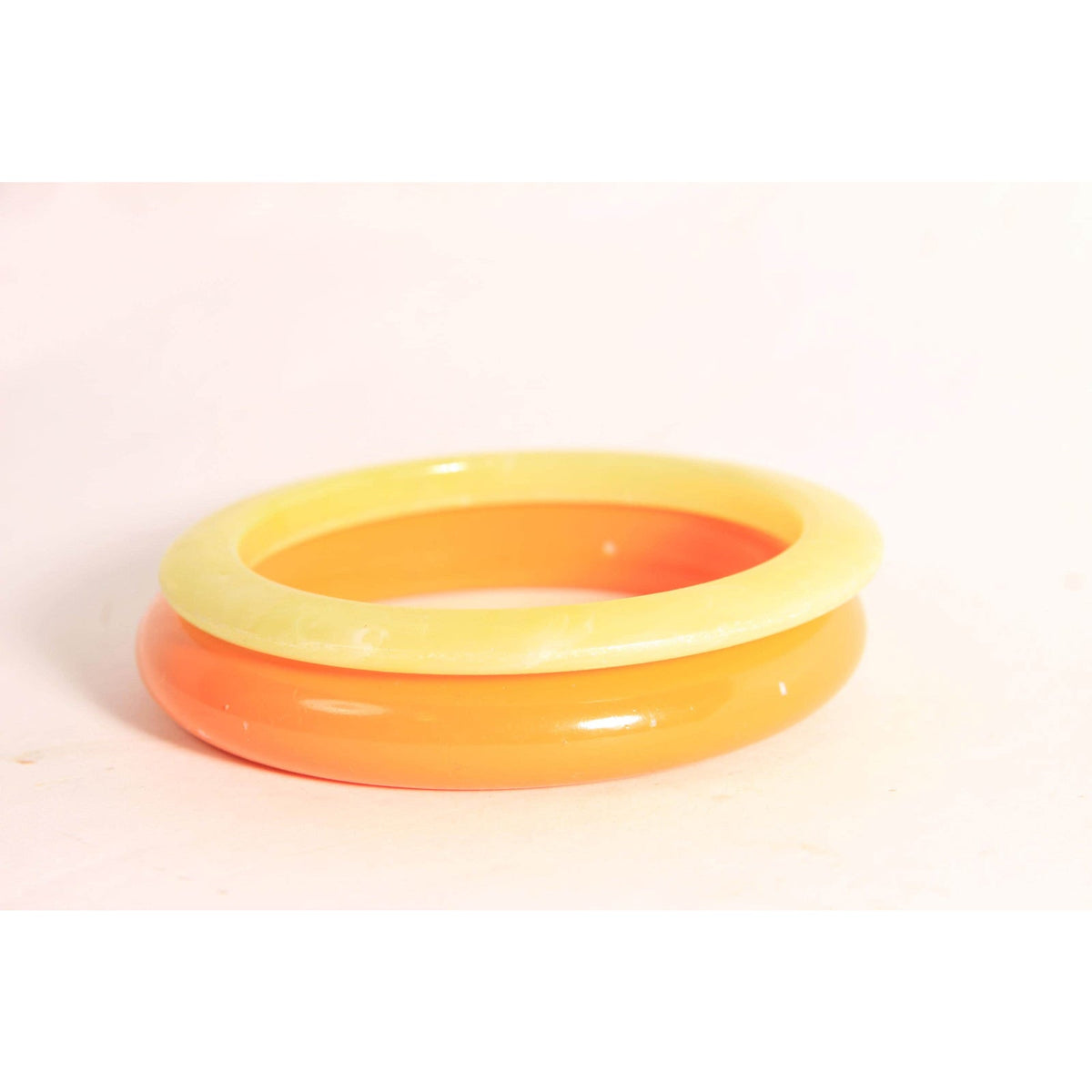 1980s Peach Pink Orange and Light Green Marbled Plastic Stack of Bangle Bracelets