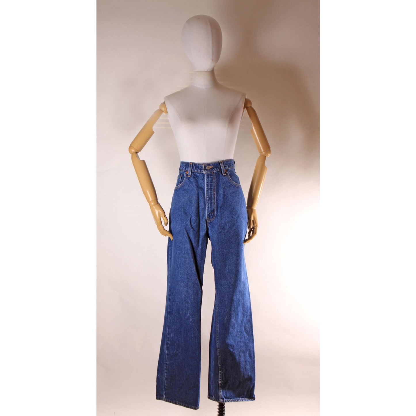 1990s Blue Denim Red Tab 517 Boot Cut Mens Jeans by Levi's- 38x32