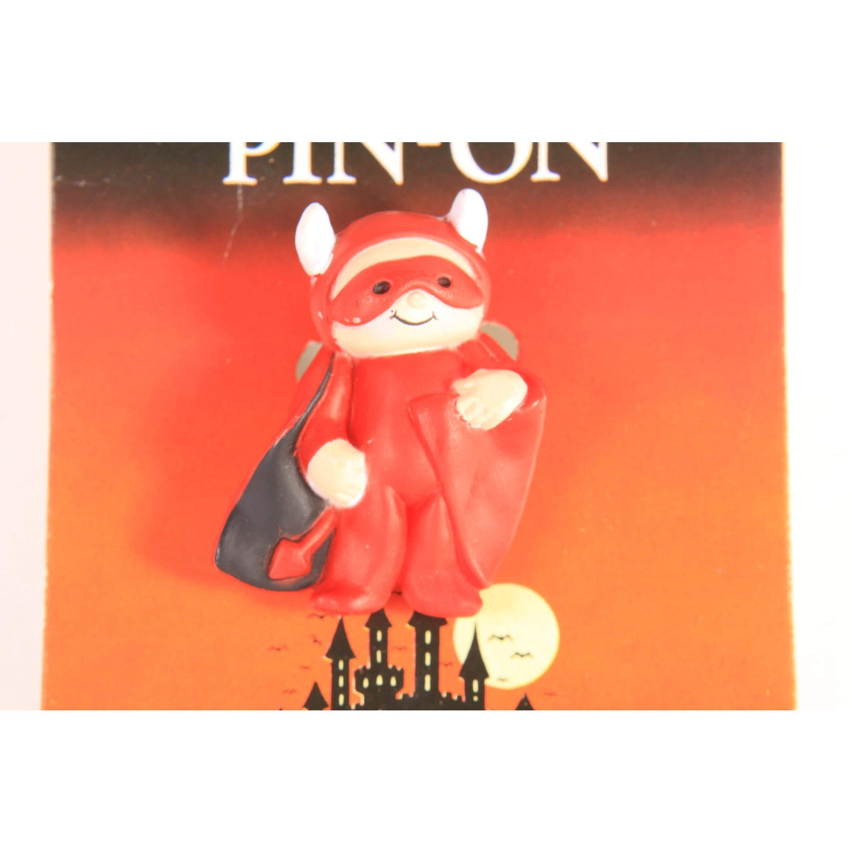 Deadstock 1990s Novelty Red Devil Halloween Brooch Pin by Fun World