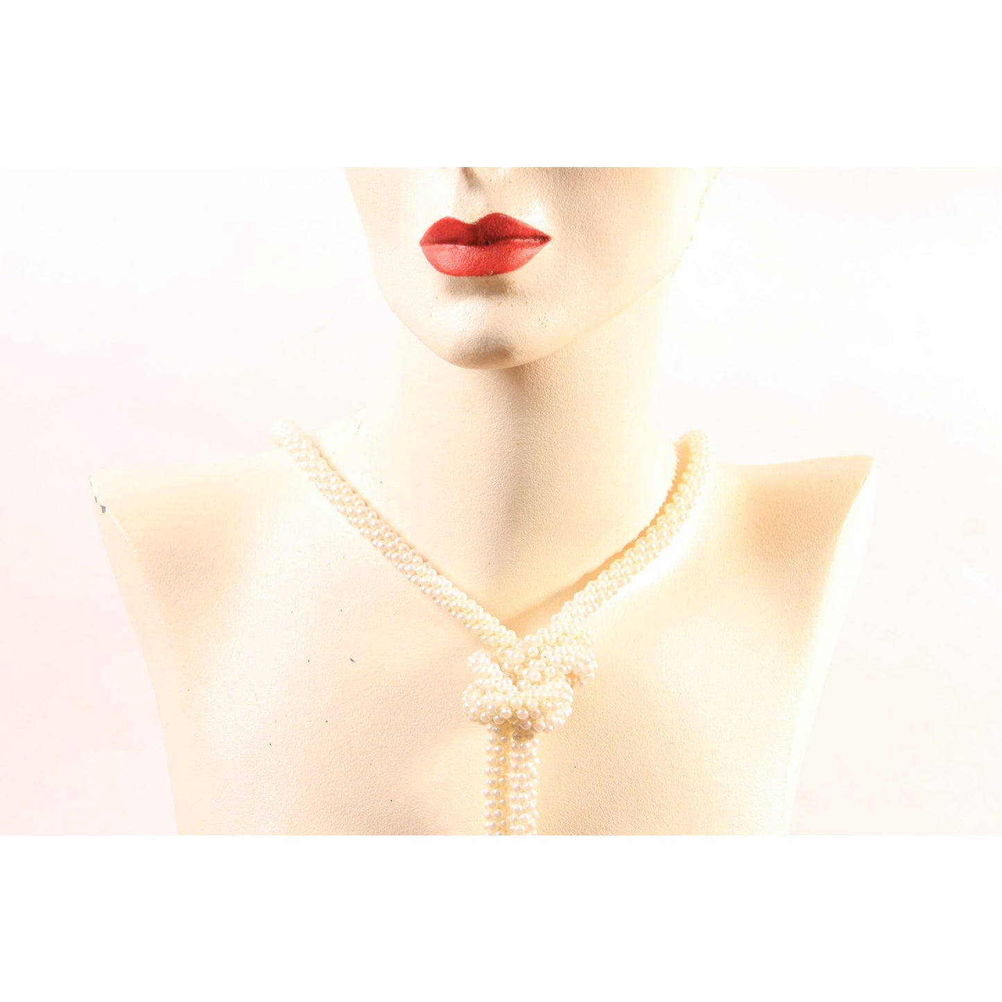 1980s Does 1920s Faux Pearl Beaded Flapper Style Necklace