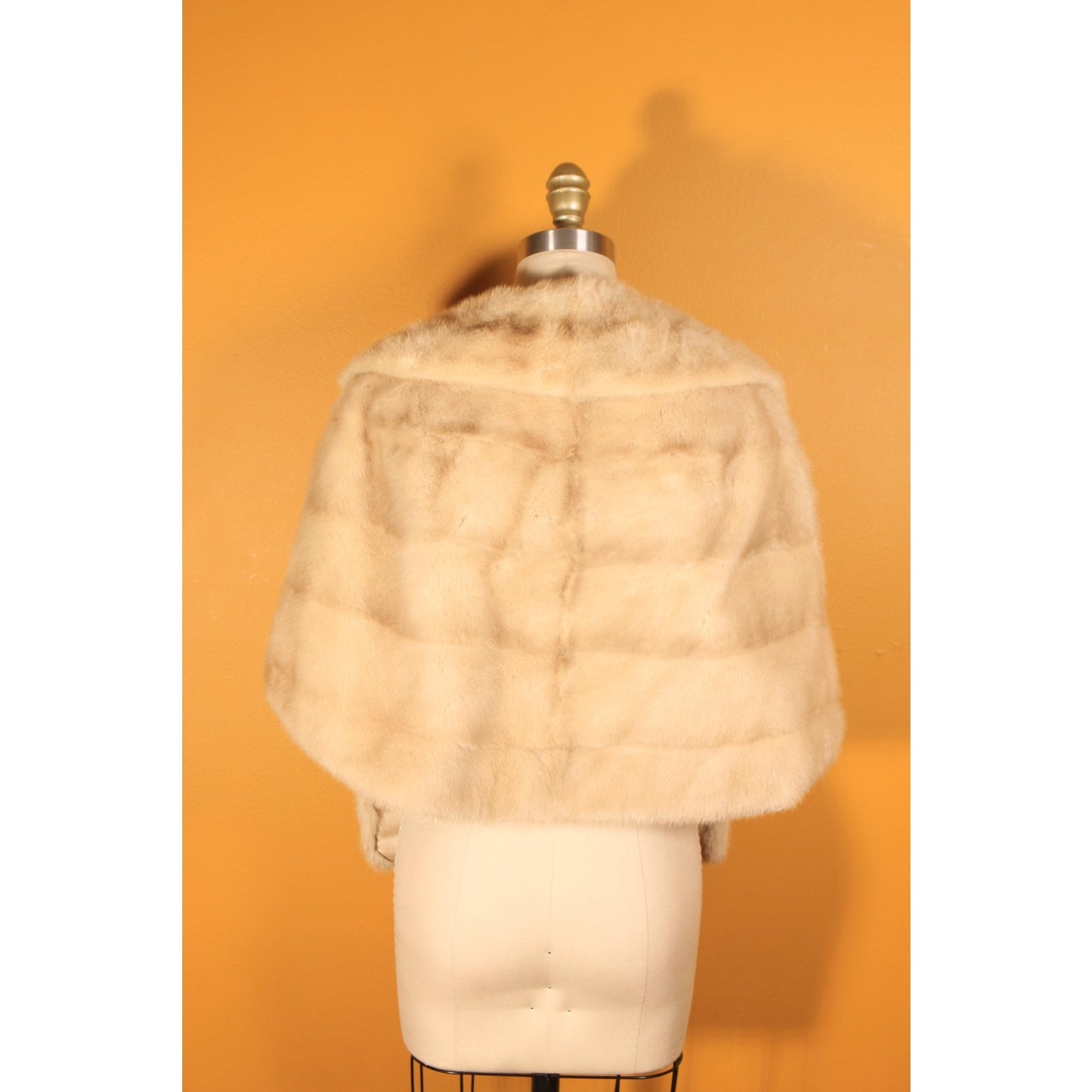 1950s Blonde Cream Mink Fur Shawl Wrap by Evan's Furs