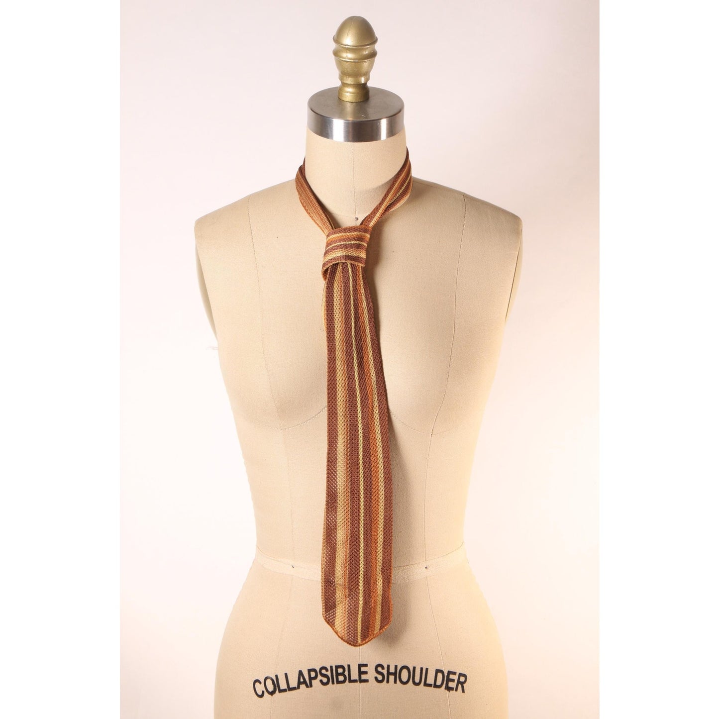 1970s Brown, Tan and Cream Necktie Tie
