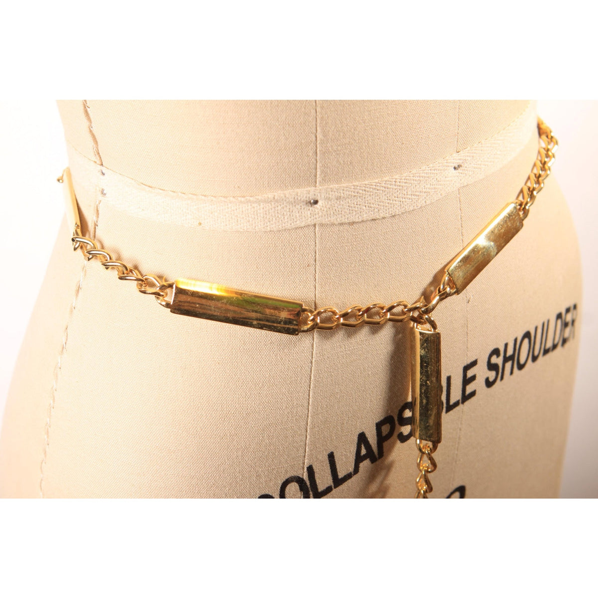 1970s 1980s Gold Tone Metal Chain Draped Belt