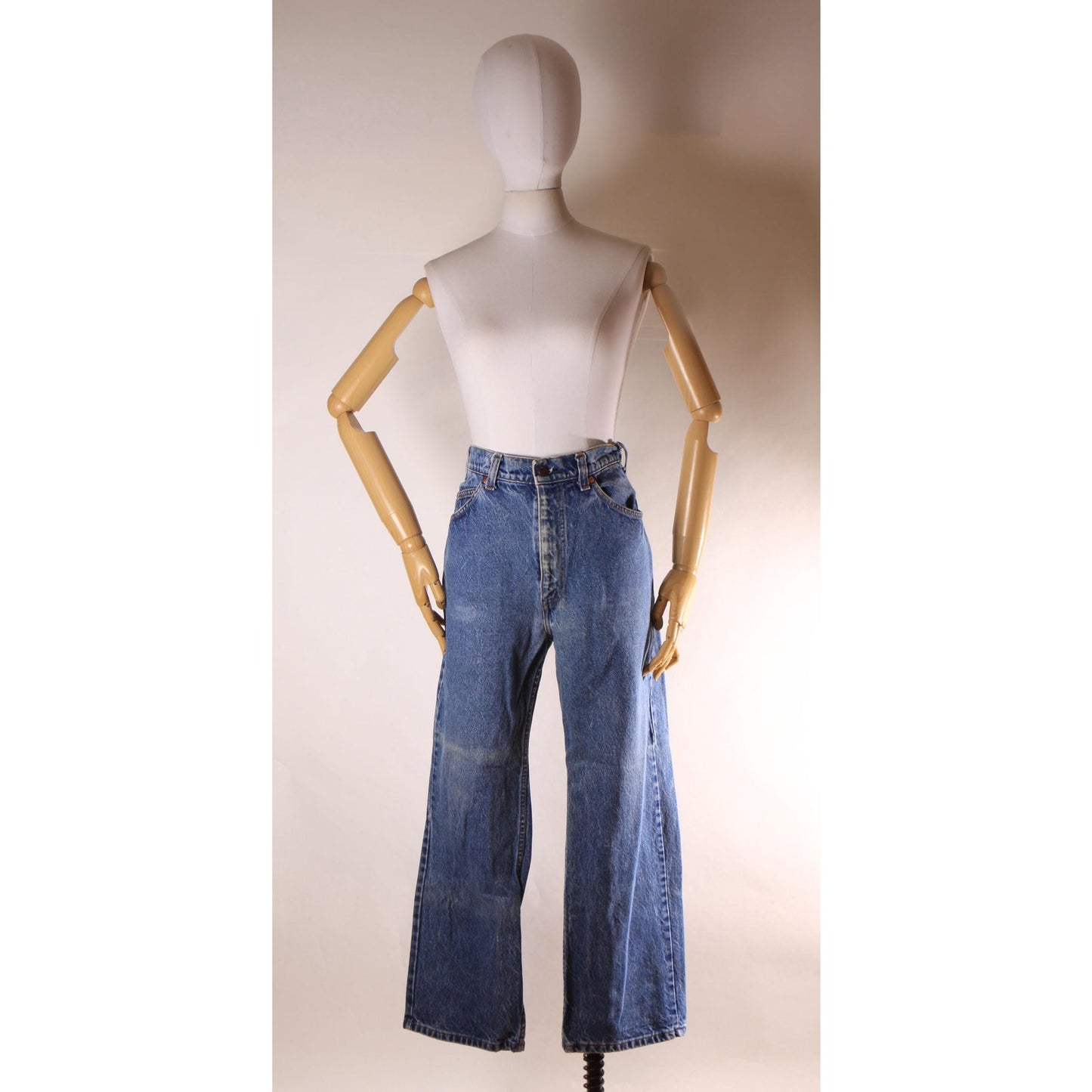 1970s 1980s Blue Denim 517 Mens Orange Tab Jeans by Levi's - 36x29