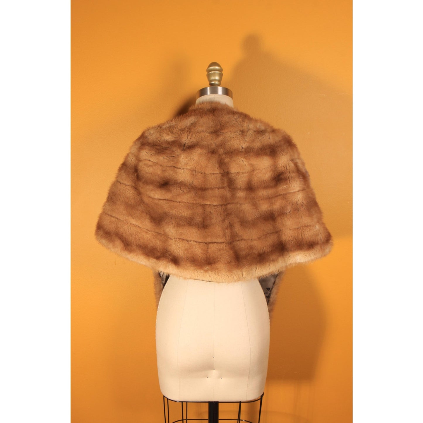 1950s Honey Brown Mink Fur Shawl Fur Wrap by Creasy Furs