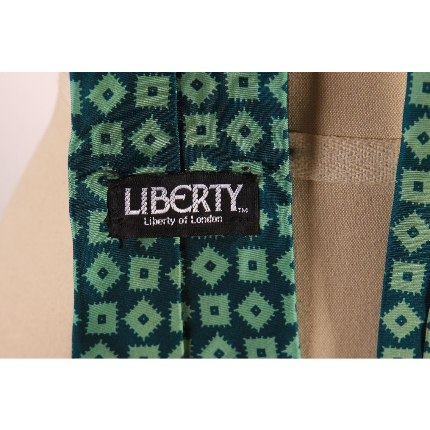 1970s Green Geometric Wide Necktie Tie by Liberty of London