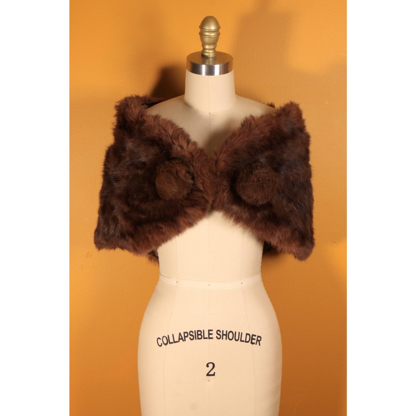 1950s Dyed Rabbit Fur Pom Pom Shrug Wrap
