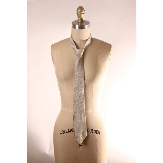 1950s Gray, White and Yellow Circle Atomic Necktie Tie by Maurice L. Rothschild & Co.