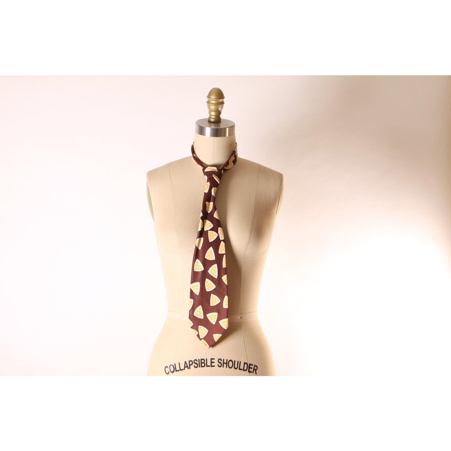1950s Brown, Yellow and Cream Novelty Geometric Wide Necktie Tie by Wilson Brothers Duratwill