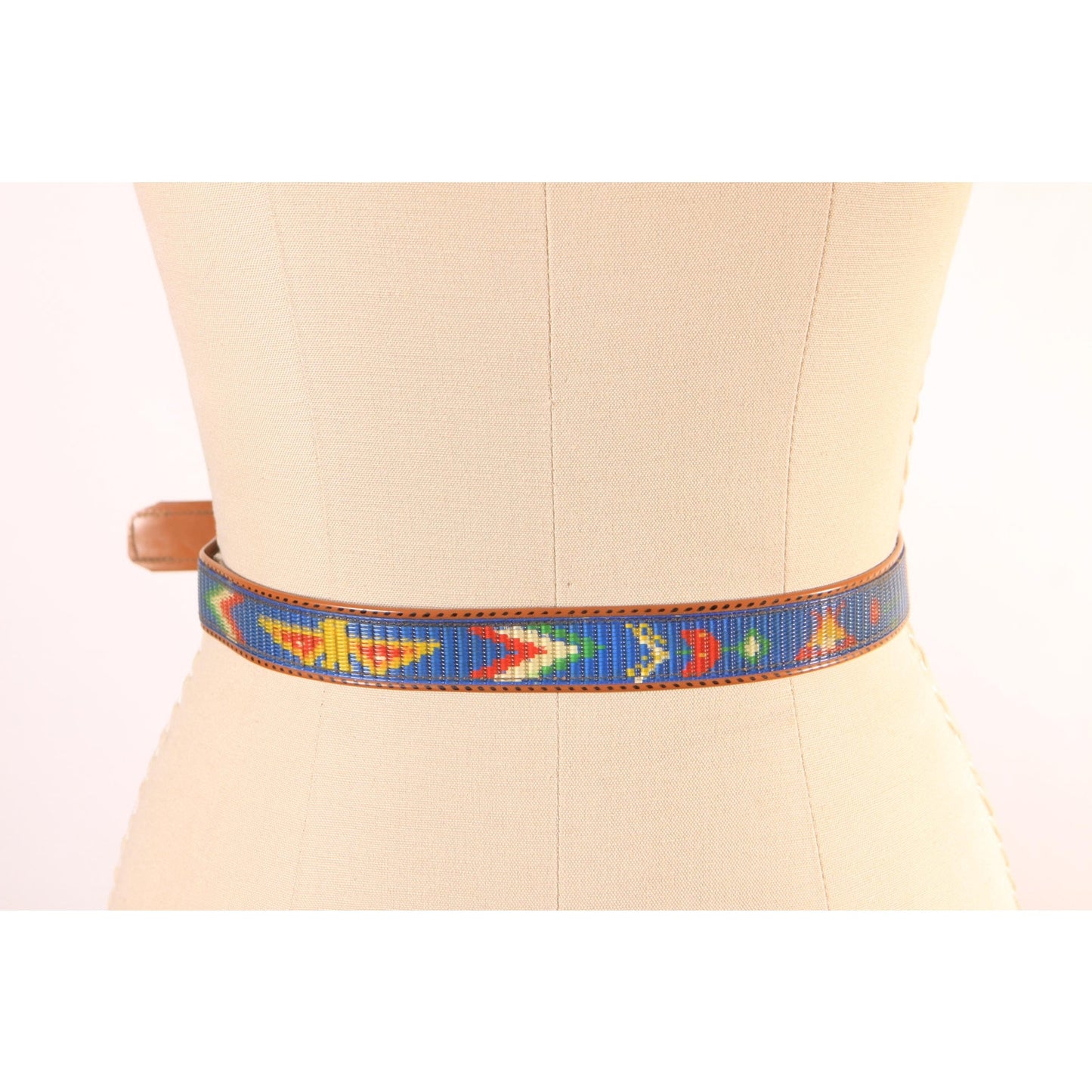 1960s Novelty Plastic Multi-Colored Blue, Red and Yellow Western Native American Belt