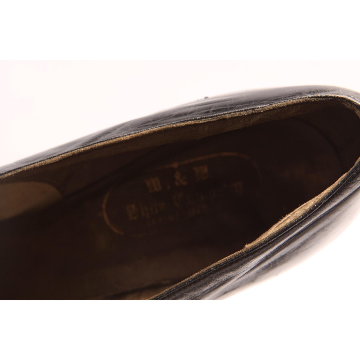 Antique 1910s Edwardian Black Pointed Toe Bow Detail Leather High Heel Pump Shoes by W & W Shoe Company Springfield MO