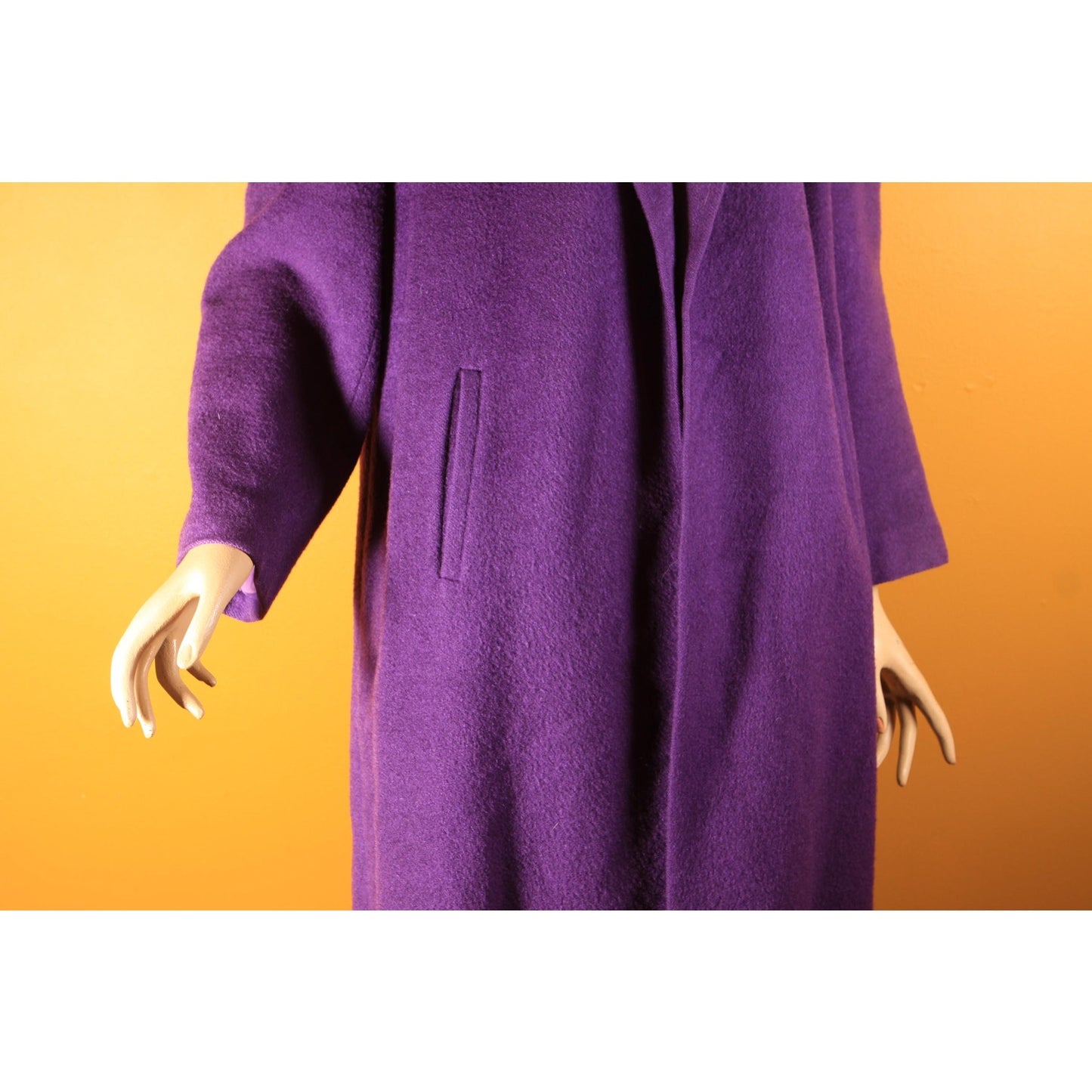 1950s Purple and Cream White Fox Fur Swing Coat -M
