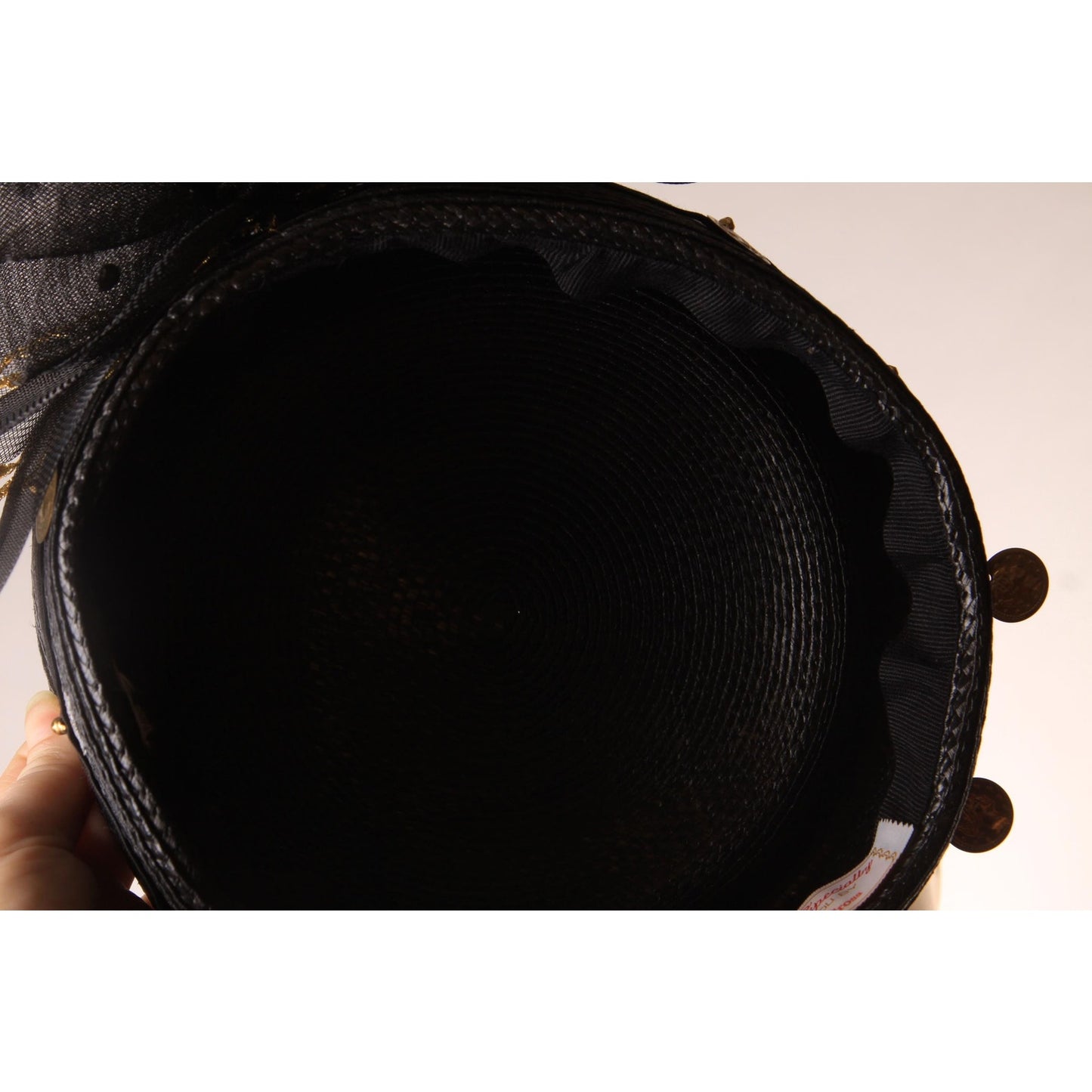1980s Black and Gold Novelty Coin Avant Garde Pillbox Hat by Ethel Cross